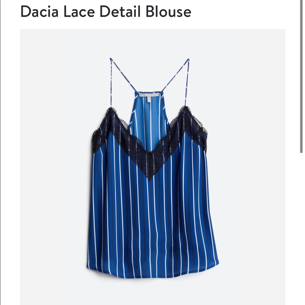 Blue Spaghetti Strap Stripped Top